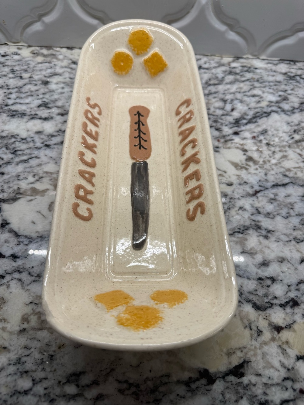 Vintage Mid-Century Modern Ceramic 'Crackers' Tray by Los Angeles Potteries